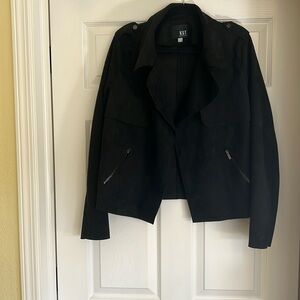Black Faux Suede Moto Jacket from KUT.  Size XL.